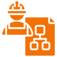 Engineering process diagram and worker