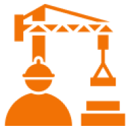 Construction worker and crane icon