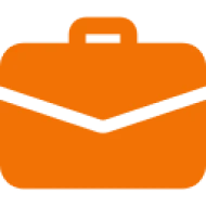 Minimalist orange briefcase graphic