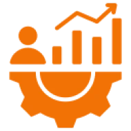Business analytics icon with upward trend