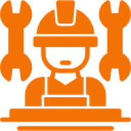 Construction worker icon with wrenches