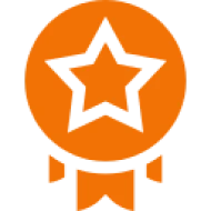 Star medal icon on orange background