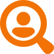 Magnifying glass with person icon