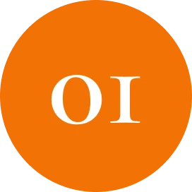 Bold OI initials in orange circle