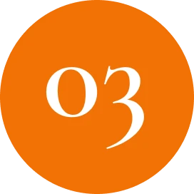 Number 03 on orange background